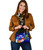 Kosrae Shoulder Handbag - Humpback Whale With Tropical Flowers (Blue) 4