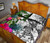 Kosrae Quilt Bed Set White - Turtle Plumeria Banana Leaf 4