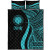 Northern Mariana Islands Quilt Bet Set - Turquoise Polynesian Tentacle Tribal Pattern 5