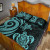 Marshall Islands Quilt Bed Set - Turquoise Tentacle Turtle Crest 2