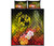 Tonga Quilt Bed Set - Humpback Whale with Tropical Flowers (Yellow) 5