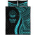 Marshall Islands Quilt Bet Set - Turquoise Polynesian Tentacle Tribal Pattern Crest 5
