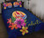 Tahiti Polynesian Quilt Bed Set - Floral With Seal Blue 1