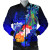 Guam Bomber Jacket - Humpback Whale with Tropical Flowers (Blue) 1