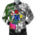 Cook Islands Bomber Jacket White - Turtle Plumeria Banana Leaf 1