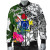 Cook Islands Bomber Jacket White - Turtle Plumeria Banana Leaf 4