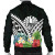 Tahiti Bomber Jacket - Tahiti Caledonia Coat of Arms & Polynesian Tropical Flowers White 2