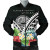 American Samoa Bomber Jacket - Yap Coat of Arms & Polynesian Tropical Flowers White 1