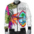 Guam Bomber Jacket Polynesian Hibiscus White Pattern 1