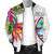 Guam Bomber Jacket Polynesian Hibiscus White Pattern 2