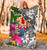 Tahiti Premium Blanket White - Turtle Plumeria Banana Leaf 2
