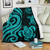 Tahiti Polynesian Premium Blanket - Turquoise Tentacle Turtle 1