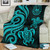 Tahiti Polynesian Premium Blanket - Turquoise Tentacle Turtle 2