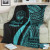 Marshall Islands Premium Blanket - Turquoise Polynesian Tentacle Tribal Pattern Crest 4
