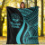 Marshall Islands Premium Blanket - Turquoise Polynesian Tentacle Tribal Pattern Crest 6