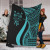 Fiji Premium Blanket - Turquoise Polynesian Tentacle Tribal Pattern Crest 1