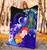 Vanuatu Premium Blanket- Humpback Whale with Tropical Flowers (Blue) 4