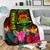 Tuvalu Polynesian Premium Blanket -  Hibiscus and Banana Leaves 3