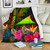 Tokelau Polynesian Personalised Premium Blanket - Hibiscus and Banana Leaves 1
