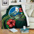 Yap Polynesian Premium Blanket - Green Turtle Hibiscus 1