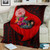 American Samoa Premium Blanket - Polynesian Hook And Hibiscus (Red) 1
