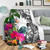 Nauru Custom Personalised Premium Blanket White - Turtle Plumeria Banana Leaf 4