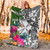 Wallis And Futuna Premium Blanket White - Turtle Plumeria Banana Leaf