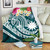 Nauru Polynesian Premium Blanket - Summer Plumeria (Turquoise) 1