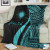 Marshall Islands Custom Personalised Premium Blanket - Turquoise Polynesian Tentacle Tribal Pattern 3