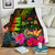 Fiji Polynesian Premium Blanket  -  Hibiscus and Banana Leaves 1