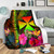 Wallis and Futuna Polynesian Premium Blanket - Hibiscus and Banana Leaves 3