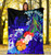 Guam Premium Blanket - Humpback Whale with Tropical Flowers (Blue) 5