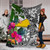 Tokelau Premium Blanket White - Turtle Plumeria Banana Leaf 1
