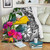 Tokelau Premium Blanket White - Turtle Plumeria Banana Leaf 4