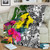 New Caledonia Custom Personalised Premium Blanket White - Turtle Plumeria Banana Leaf 3