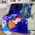 Kosrae Custom Personalised Premium Blanket - Humpback Whale with Tropical Flowers (Blue) 2