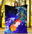 Tahiti Premium Blanket- Humpback Whale with Tropical Flowers (Blue) 5