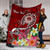 FSM Custom Personalised Premium Blanket - Turtle Plumeria (Red) 6