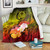 Pohnpei Custom Personalised Premium Blanket - Humpback Whale with Tropical Flowers (Yellow) 1
