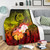 Pohnpei Custom Personalised Premium Blanket - Humpback Whale with Tropical Flowers (Yellow) 3