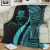 Tuvalu Custom Personalised Premium Blanket - Turquoise Polynesian Tentacle Tribal Pattern 3