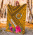 Hawaii Premium Blanket - Kanaka Maoli With Hibiscus On Polynesian Patterns (Yellow) 5