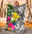 Hawaii Custom Personalised Premium Blanket White - Turtle Plumeria Banana Leaf 5