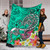Polynesian Premium Blanket - Turtle Plumeria Turquoise Color 6