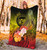 Polynesian Hawaii Premium Blanket - Humpback Whale with Tropical Flowers (Yellow) 4
