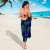 American Samoa Sarong - Turtle Hibiscus Pattern Blue 3