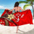 Kosrae Sarong - Tribal Flower With Special Turtles Red Color 5