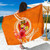 Tonga Polynesian Custom Personalised Sarong - Orange Floral With Seal 1