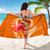 Tonga Polynesian Custom Personalised Sarong - Orange Floral With Seal 5