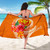 Hawaii Polynesian Custom Personalised Sarong - Orange Floral With Seal 5